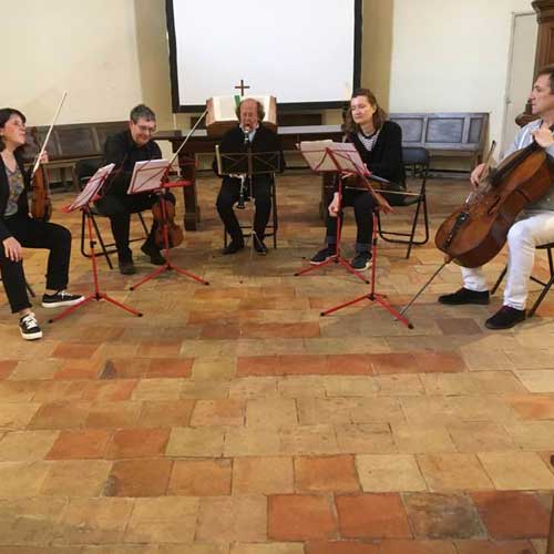 Concert Quintette pour John Répétition temple de Sainte-Foy